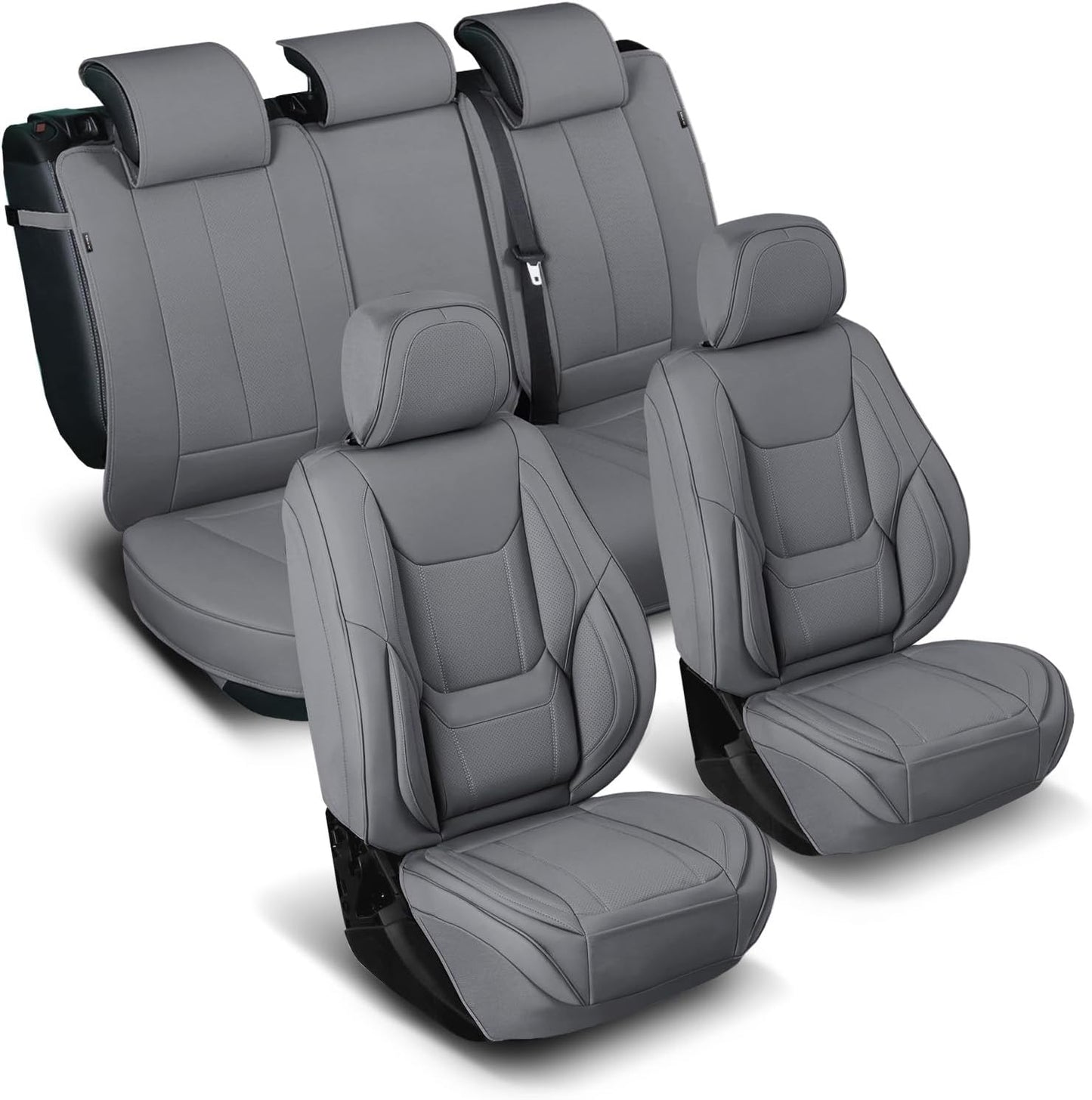 Coverland Custom Car Seat Covers Compatible with 2005-2021 Frontier King Cab, Crew Cab - Premium Leather Non-Slip Waterproof Cover Interior Protector Full Set-Dark Gray [See Size Chart-Size X116]