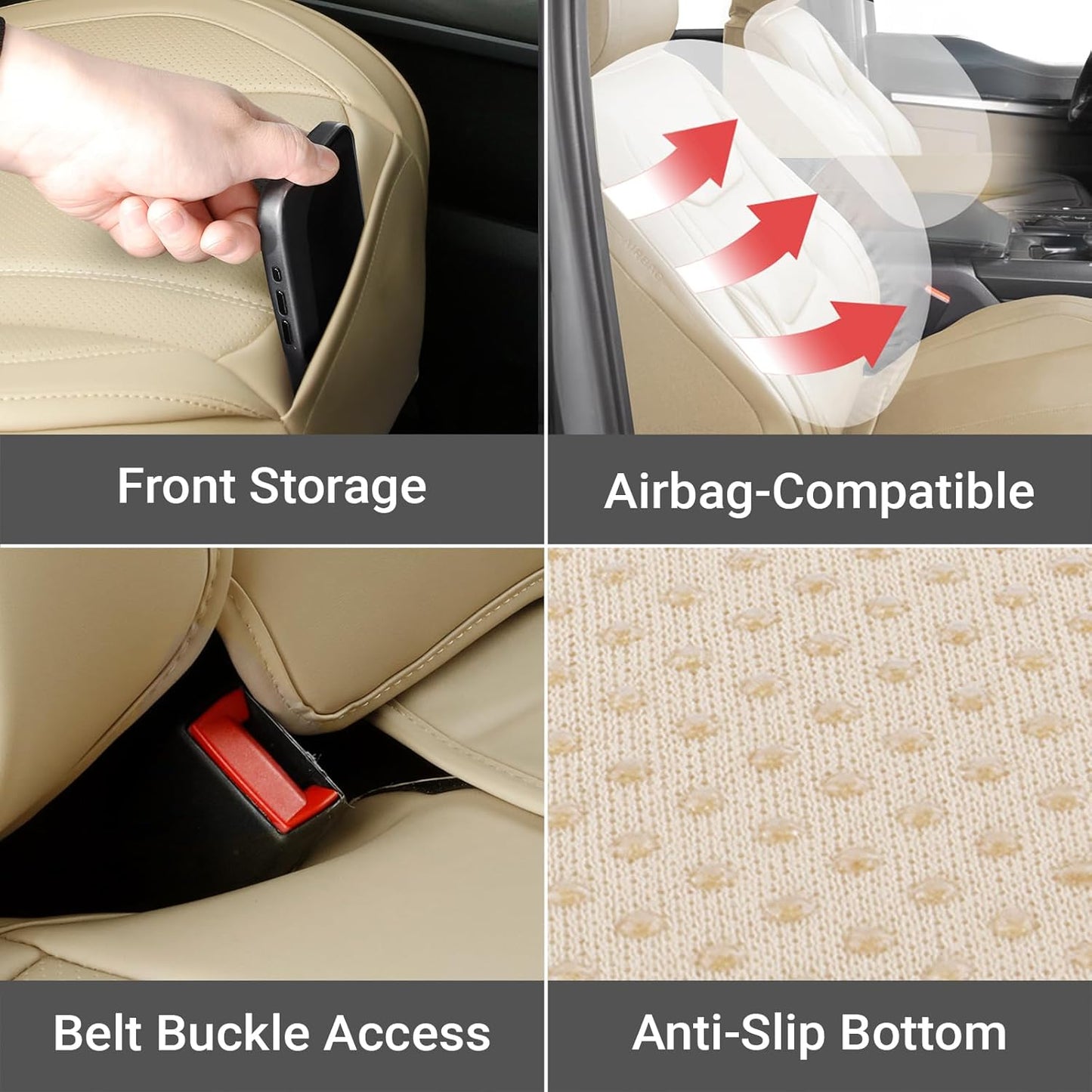 Coverland Custom Car Seat Covers Compatible with Frontier Crew Cab, King Cab - Premium Leather Non-Slip Memory Foam Waterproof Custom Interior Protector Full Set-Beige [See Size Chart-Size X137]