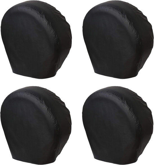 RV Tire Covers 4 Pack, Tough Waterproof Wheel Protector for Camper, Truck, Motohome, SUV, Car, Boat Trailer, Universal Fits Tire Diameters 36-39 inches, Black