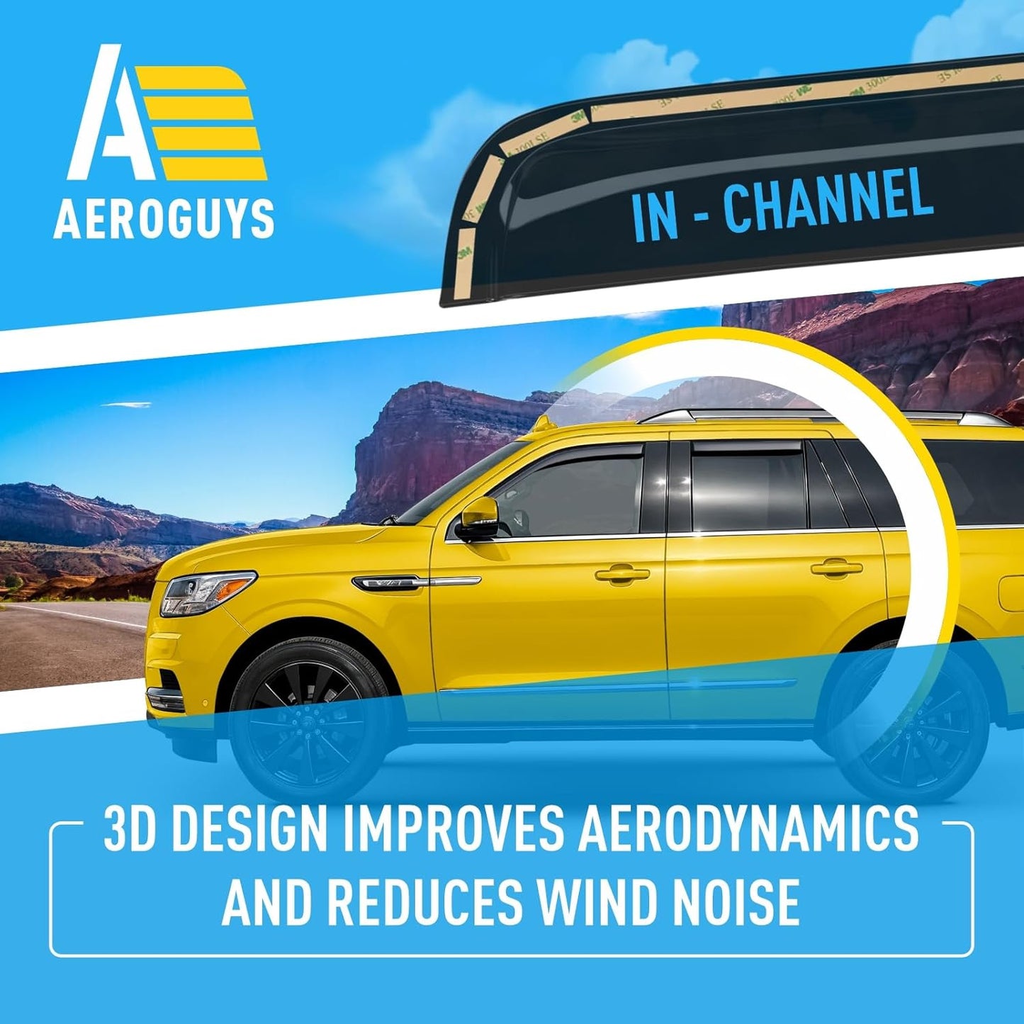 Extra Durable Window Deflectors in-Channel Window Visors Rain Guards Fit for Lincoln Navigator 2018-2024, Sun Visors, Wind Vent for Shades, Exterior Car Accessories - 4 pcs. AG0931