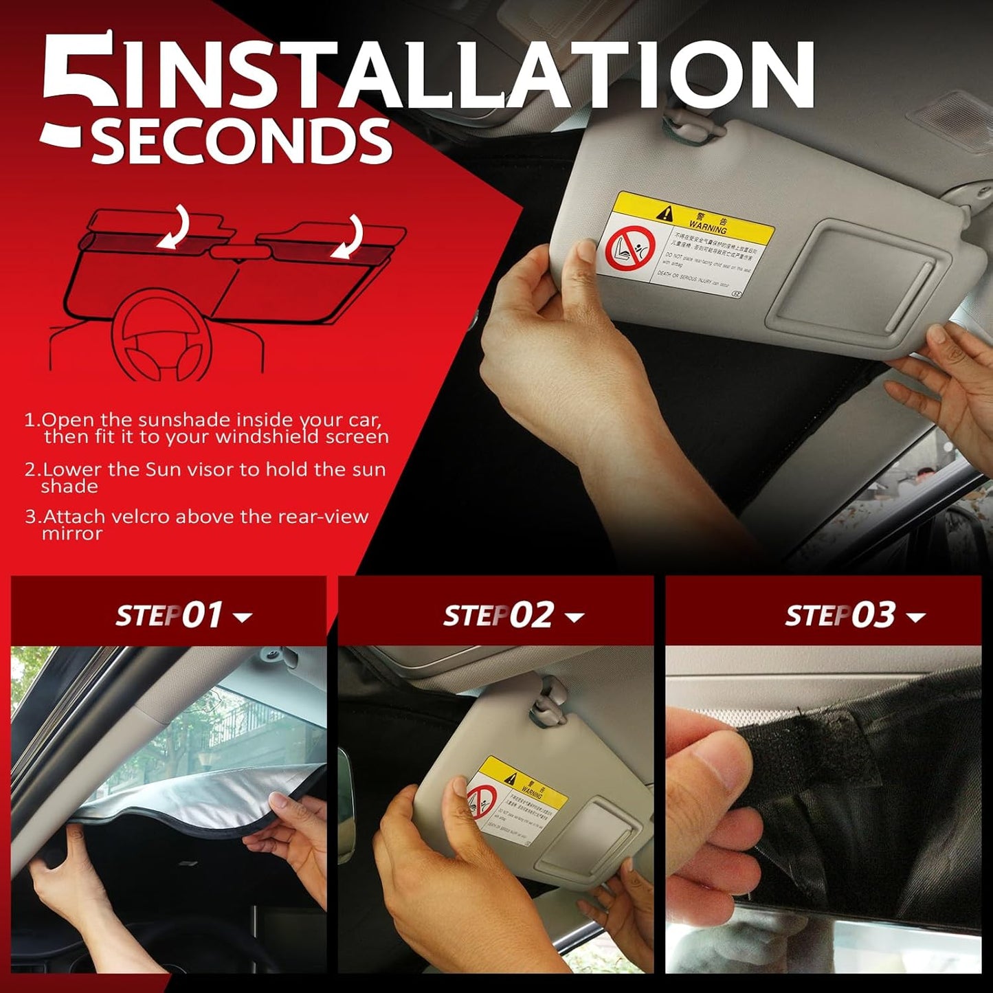 KAYZT Windshield Sun Shade for 2016-2021 Hyun-dai Tucson Foldable Sunshade Front Window Custom Fit Car Accessories