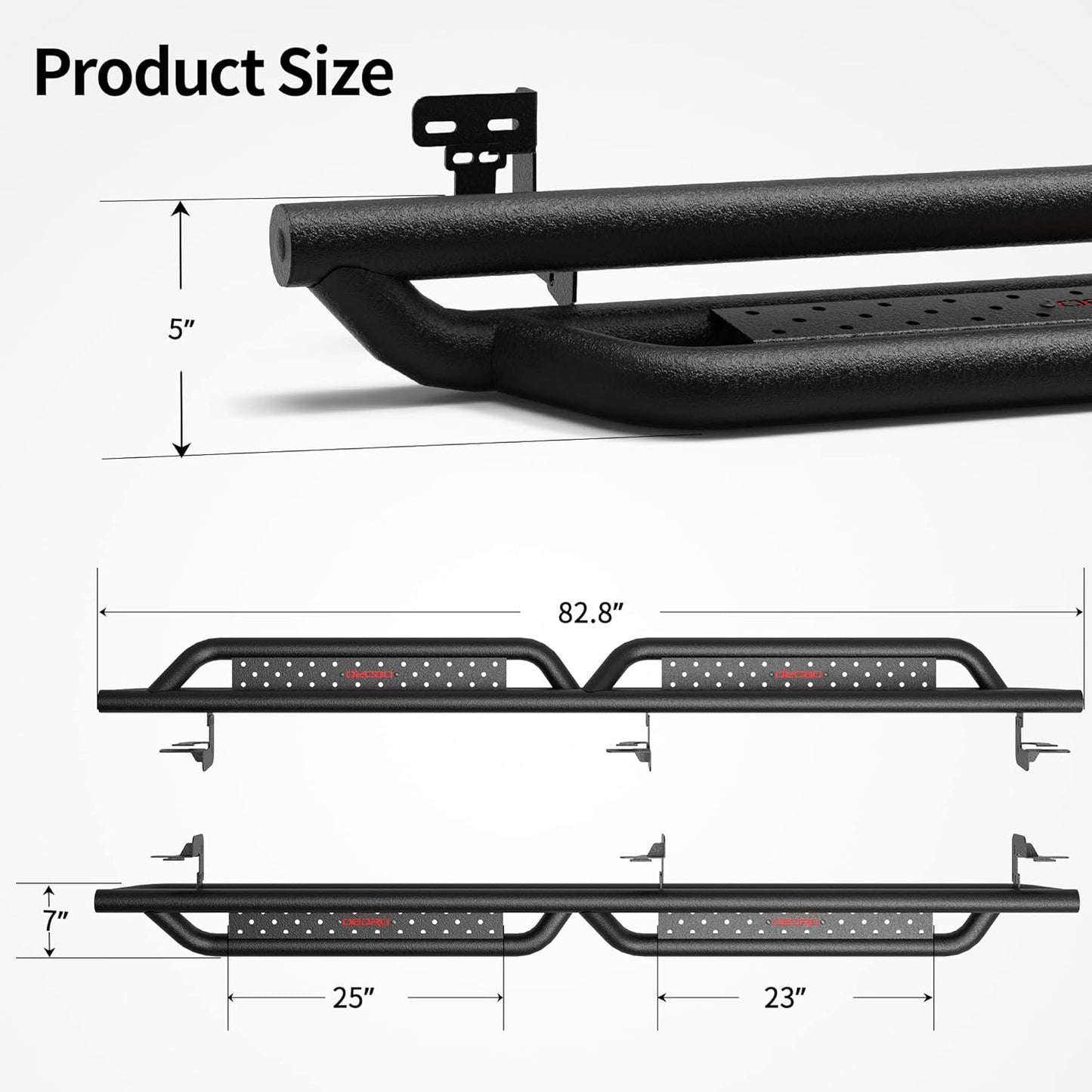 OEDRO Running Boards Compatible with 2019-2025 Chevy Silverado/GMC Sierra 1500, 2020-2025 2500HD 3500HD Crew Cab(Excl. 2019 1500 LD/Limited), Bolt-on Side Steps Steel Nerf Bars