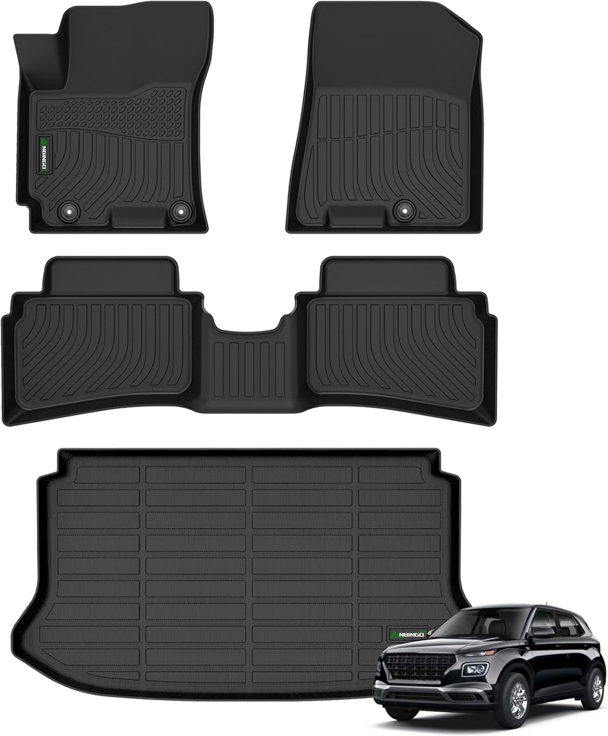 ANBINGO®-Floor Mats & Cargo Liner for Hyundai Venue 2025 2024-2020（Cargo Mat Only for Upper Position） All Weather Car Floor Mat for Hyundai Venue SE/SEL/Limited,Venue Accessories Black