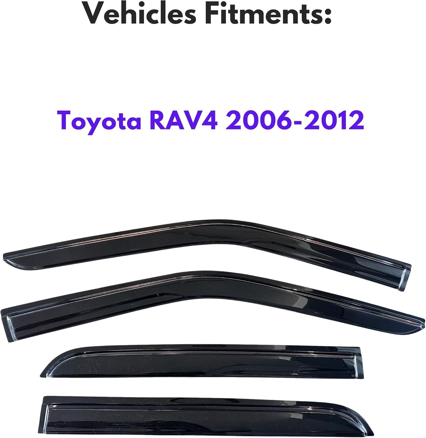 KPY Window Visor Compatible with Toyota RAV4 2006-2012, 4PC Rain Guard Side Window Vent Deflectors Tape-On Mugen Style, 2006 2007 2008 2009 2010 2011 2012