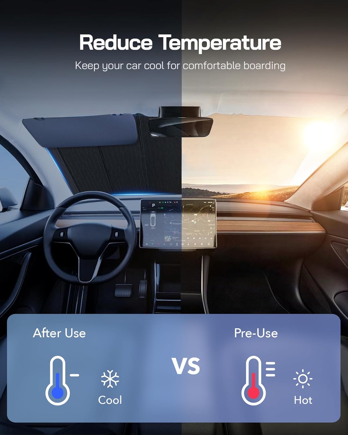 Windshield Sun Shade for Kia Sportage 2011-2016,Front Window Sunshade Shield, 2-in-1 Reflective Sun Shade,Silver for Summer, Black for Winter