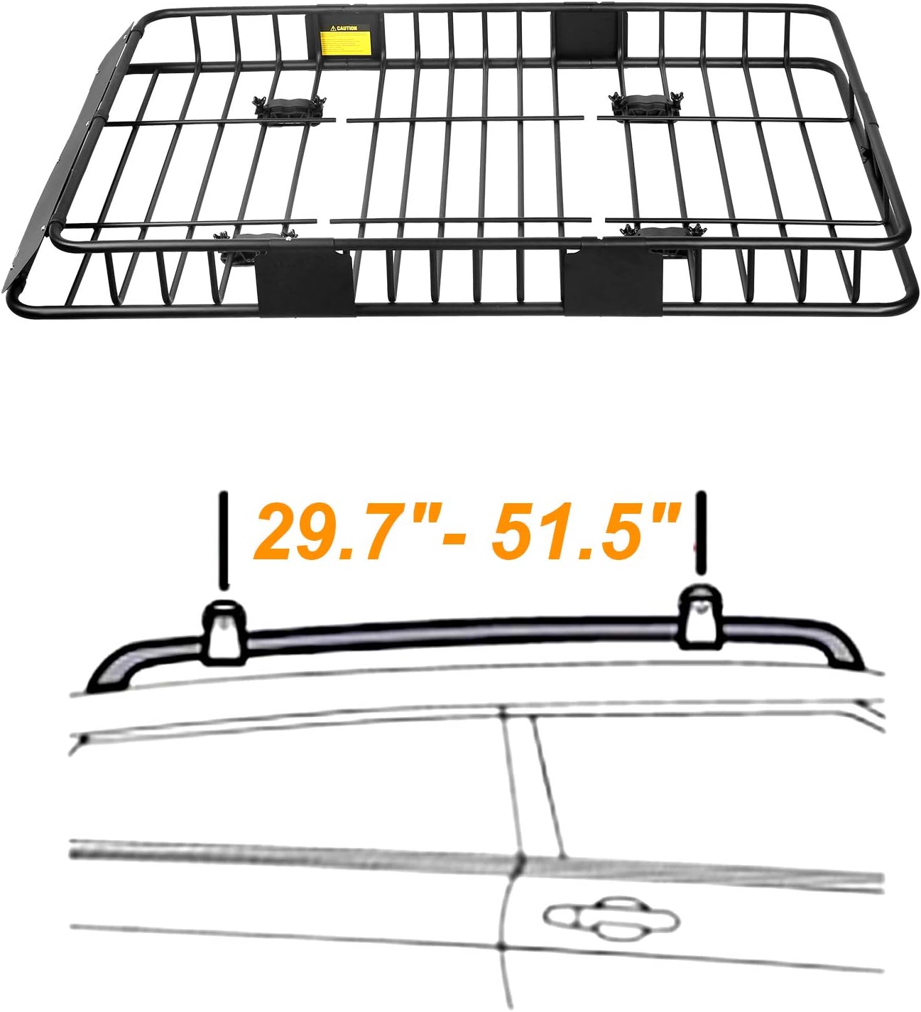 XCAR 64"x 39"x 4" Universal Roof Rack Basket Black with 3' x 4' Cargo Net and Rooftop Cargo Carrier Bag 15 Cubic ft - Car Top Luggage Storage Holder Baskets for SUV Truck Vehicle