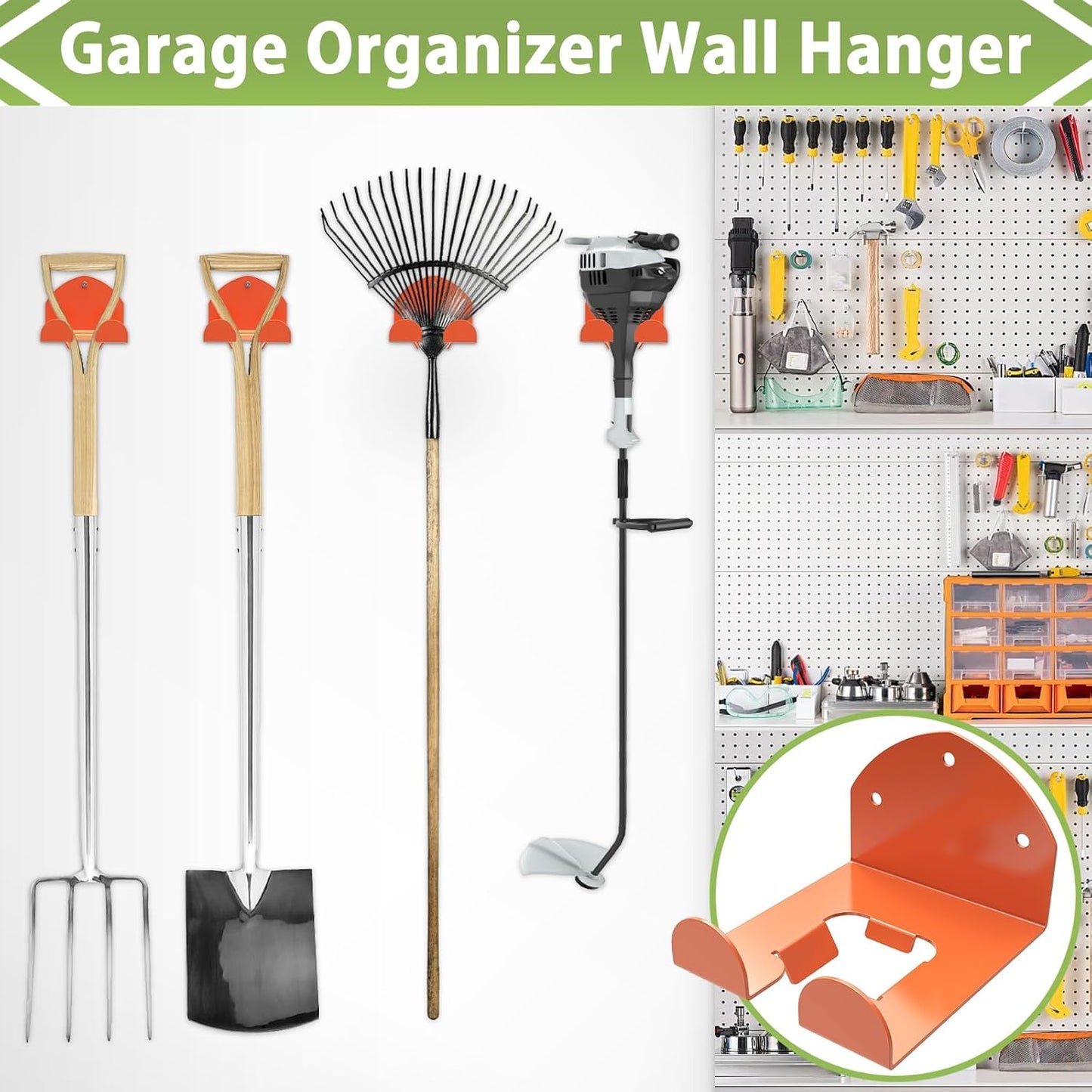 Trimmer Rack Wall Mount Heavy Duty Weedeater Hanger for Garage Wall Bracket Garage Organizer Weed Eater Hanger for Grass Trimmer, Garden Tools 3 Pack