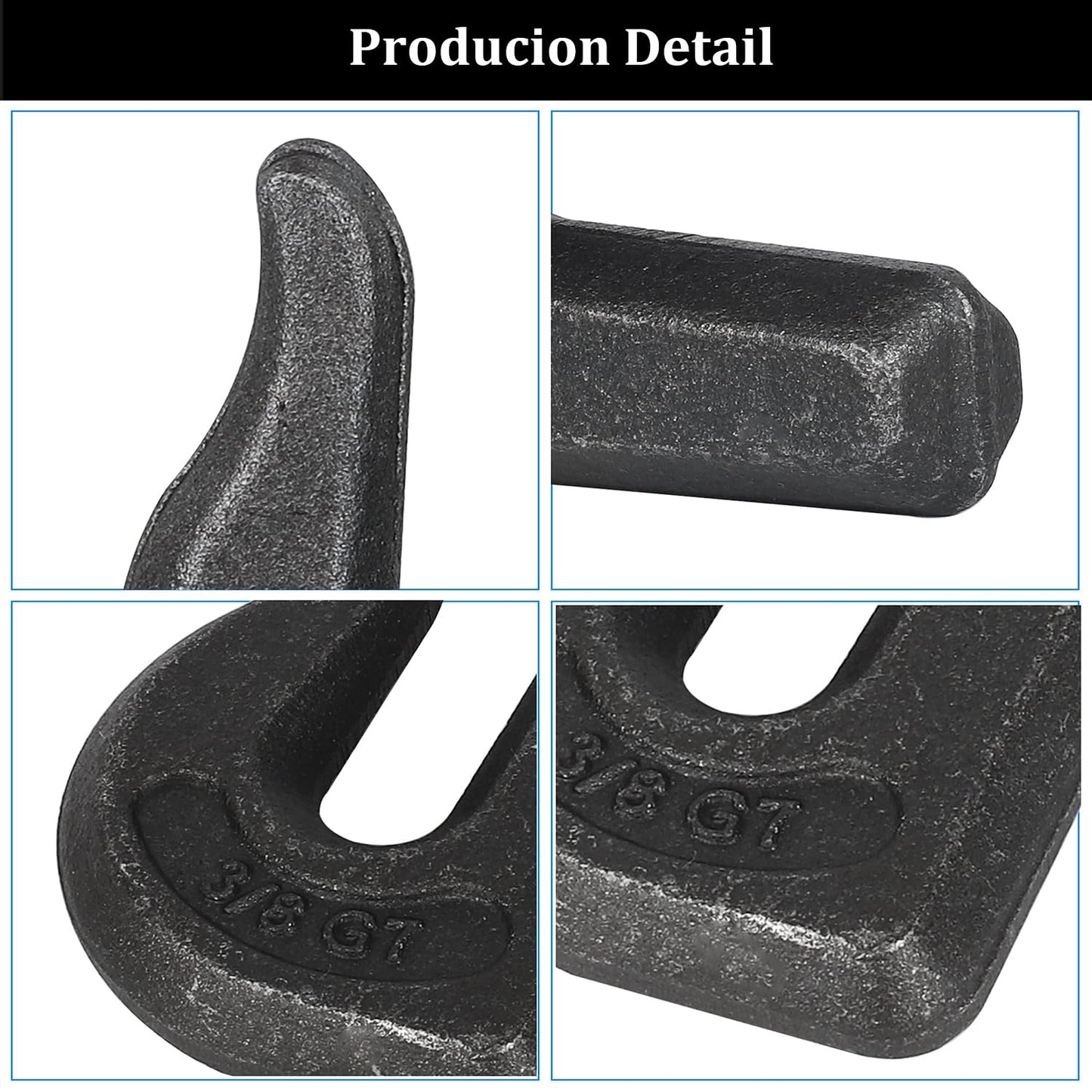 3/8 inch Weld On Grab Hooks, 4PCS Heavy Duty Clevis Grab Hook, G70 Tractor Bucket Hooks Great for Car, Truck, Tractors, Loader Bucket Forklift Trailer