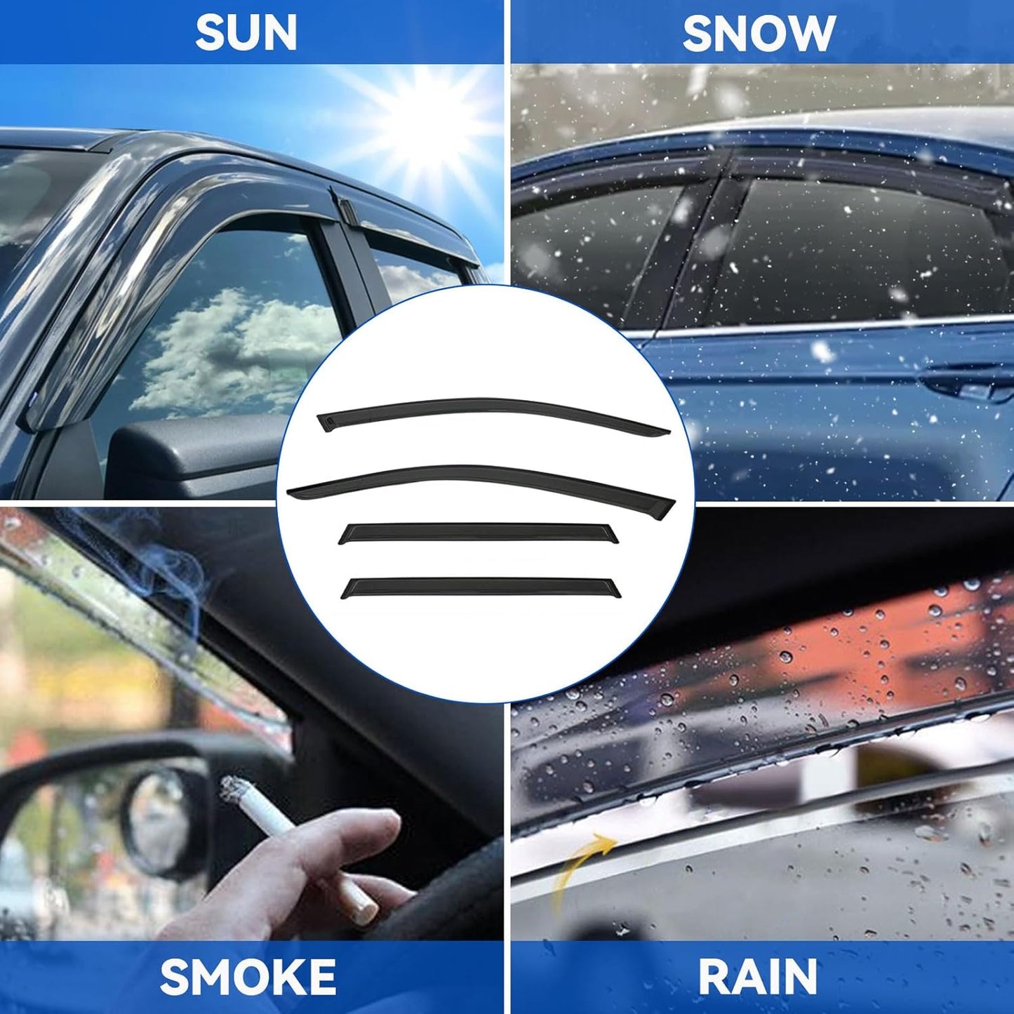 4pcs Front+Rear Smoke Tint Sun/Rain Guard Outside Mount Tape-On Vent Window Visors Compatible with 11-17 X3 F25