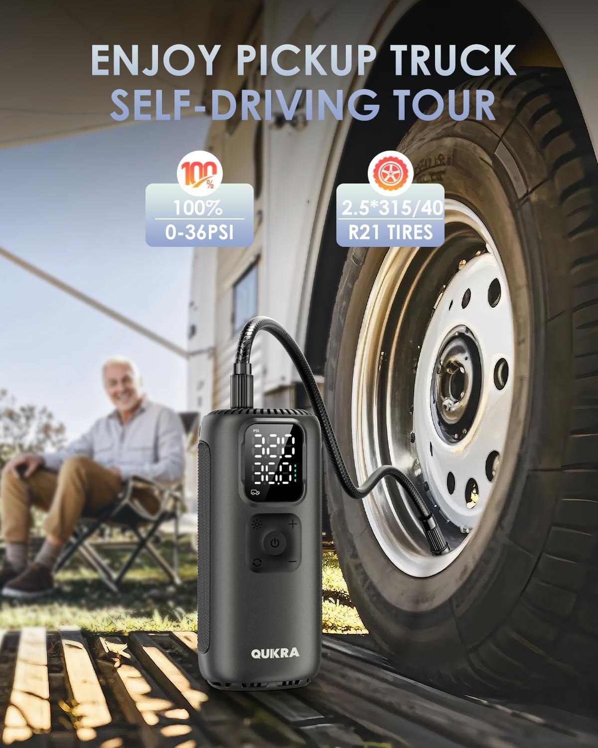 T22 Tire Inflator Protable Air Compressor, 160PSI Air Pump, 3× Faster Auto Cordless Tire Pump, Smart Electric Pump with LED Light and Digital Display for Car Motorcycle Bike and Ball, Gray