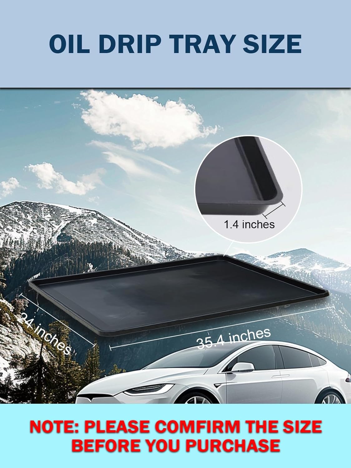 3Pack Extra Large Oil Drip Pan 35.4 x 24 x1.4 Inches Oil Change Drip Tray for Under Car Plastic Tray Auto Oil Catch Pan for Transmission Garage Automotive Driveway to Keep Floor Clean