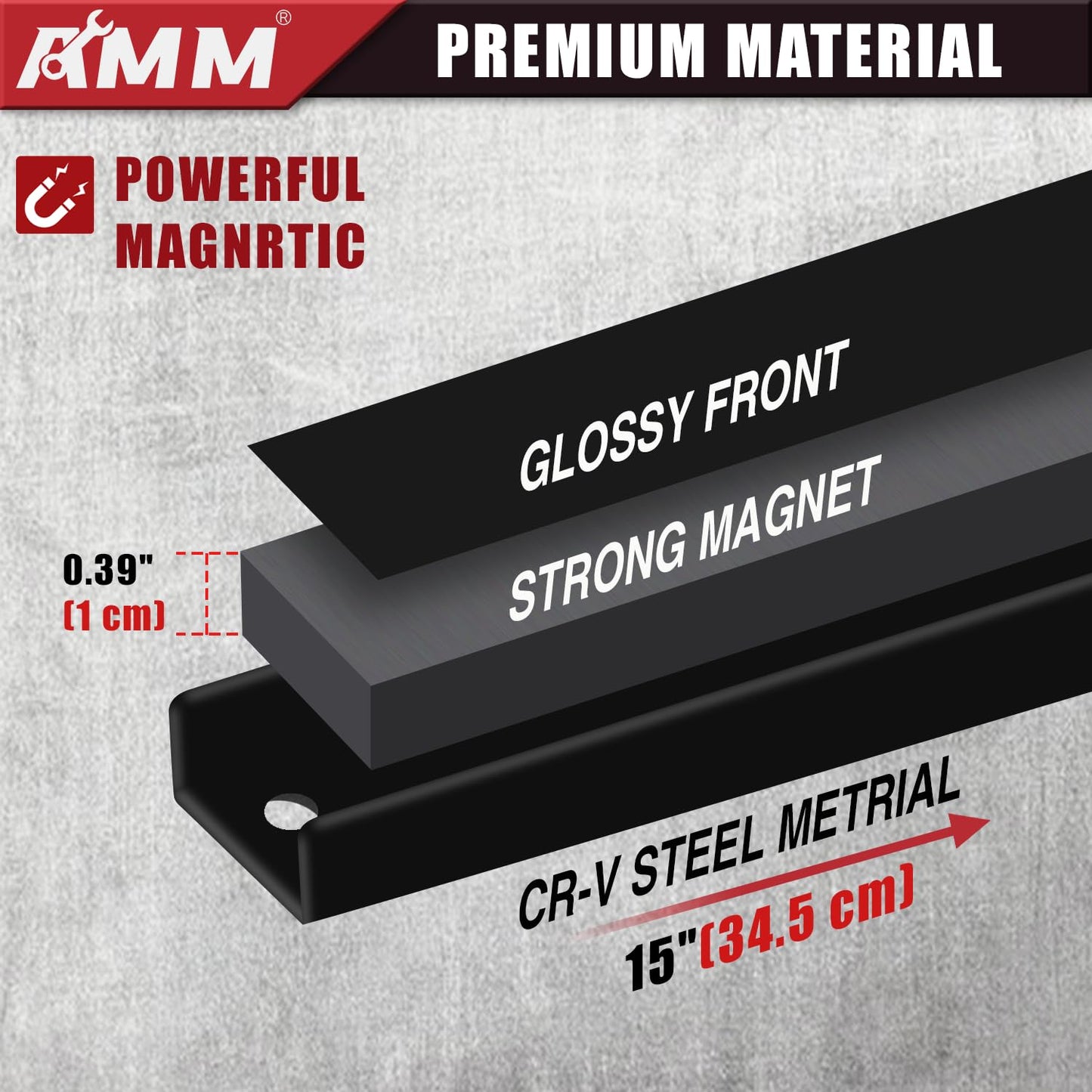 AMM 8PCS Magnetic Tool Holder Strip, 12" Heavy Duty Tool Organizer Magnetic Strip with Mounting Screws, Tool Magnet Bar for Tool Storage, Garage Organization