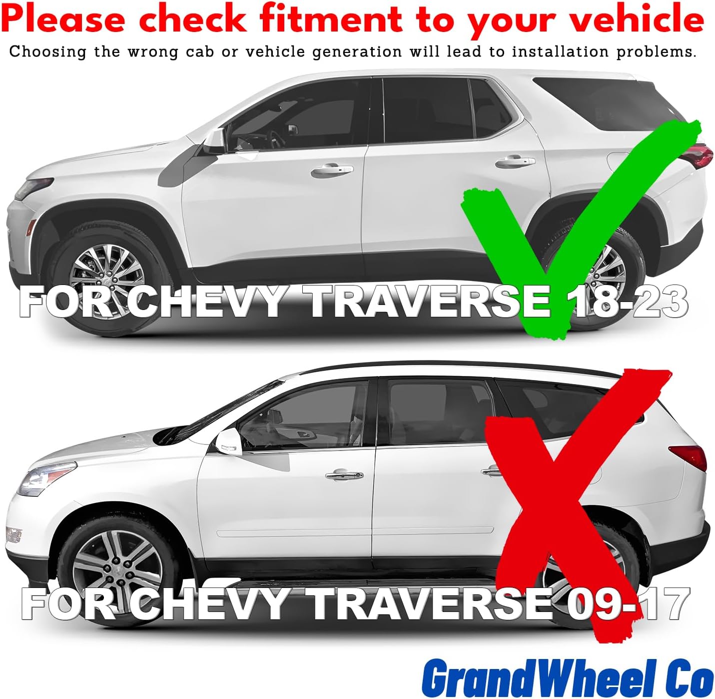 GrandWheel Co Smoke Tinted in-Channel Side Window Vent Visor Deflectors Rain Guards Compatible with Traverse 2018-2023 - 4pcs. GW0556