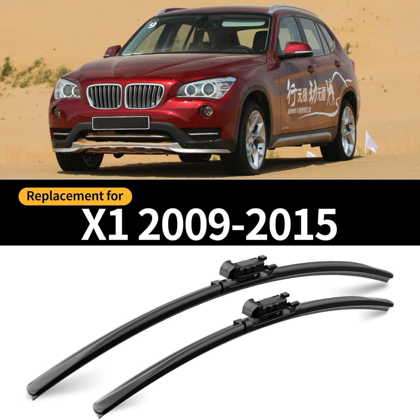 Replacement for BMW X1 2009-2015 Windshield Wiper Blades, 3 Pieces of Car Front and Rear Window Wiper Blades for BMW X1 2009 2010 2011 2012 2013 2014 2015
