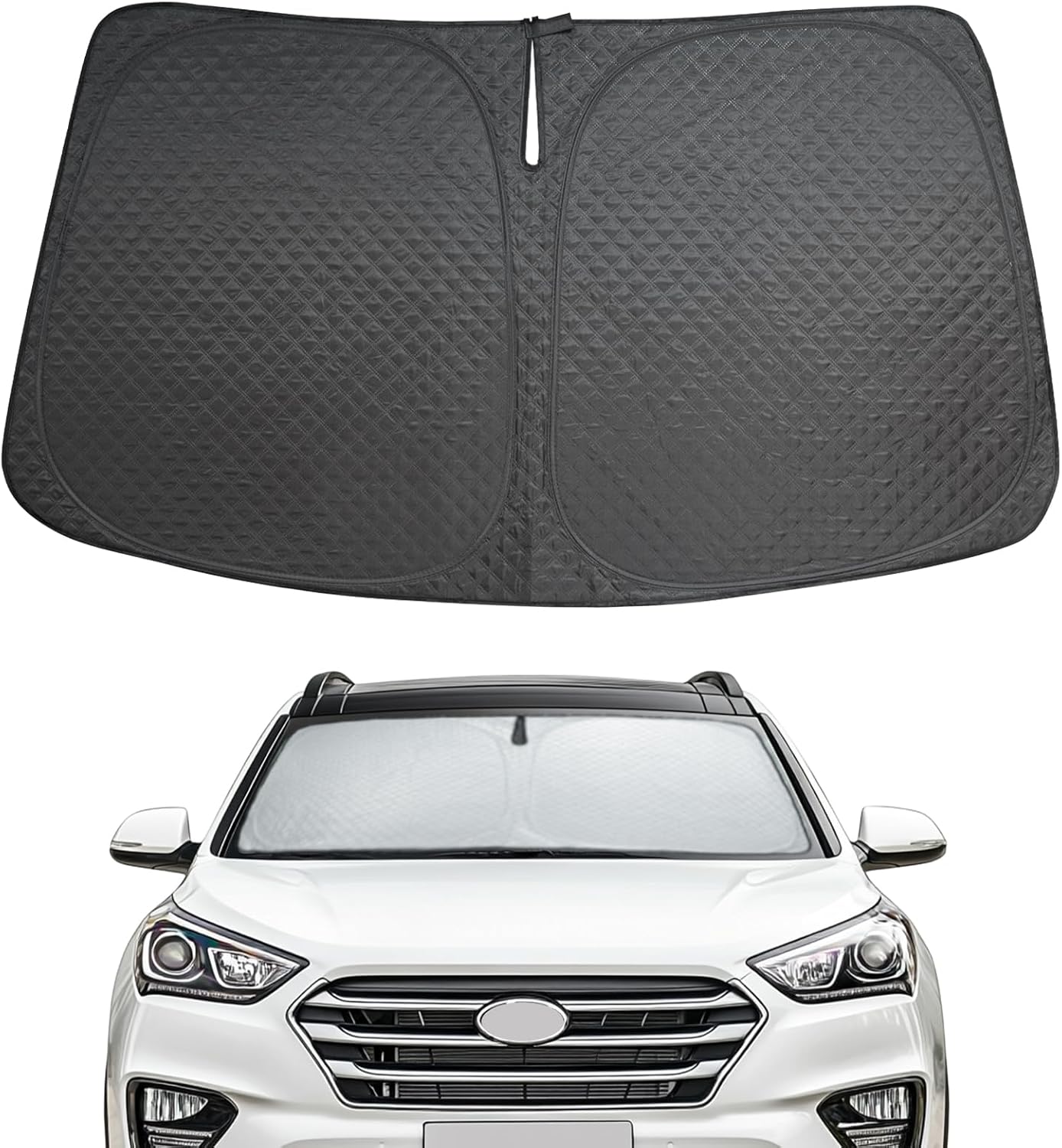 Car Windshield Sun Shade 5 Layers Thick for Hyundai Santa Fe SUV 2019-2024 2025 - Front Window Sunshade Sun Visor Accessories - Protector Vehicle Reflect UV Sun and Heat