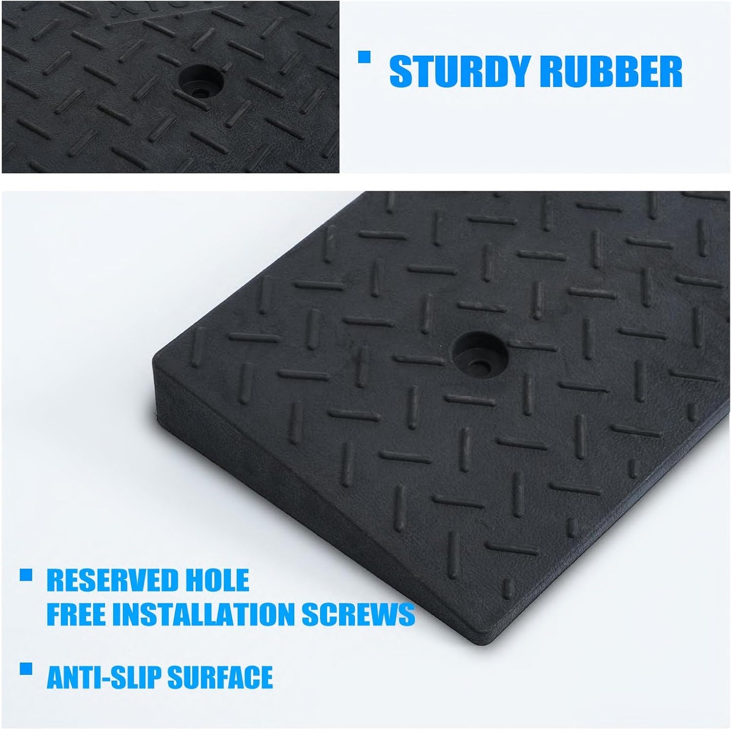 2 Pack 2.4'' Rise Rubber Curb Ramp Heavy Duty Loading Rubber Curb Ramps 3 Tons Driveway Ramp Car Slope Ramp for Loading Dock Bike Vehicle Warehouse Sidewalk Wheelchair (2.4" H)