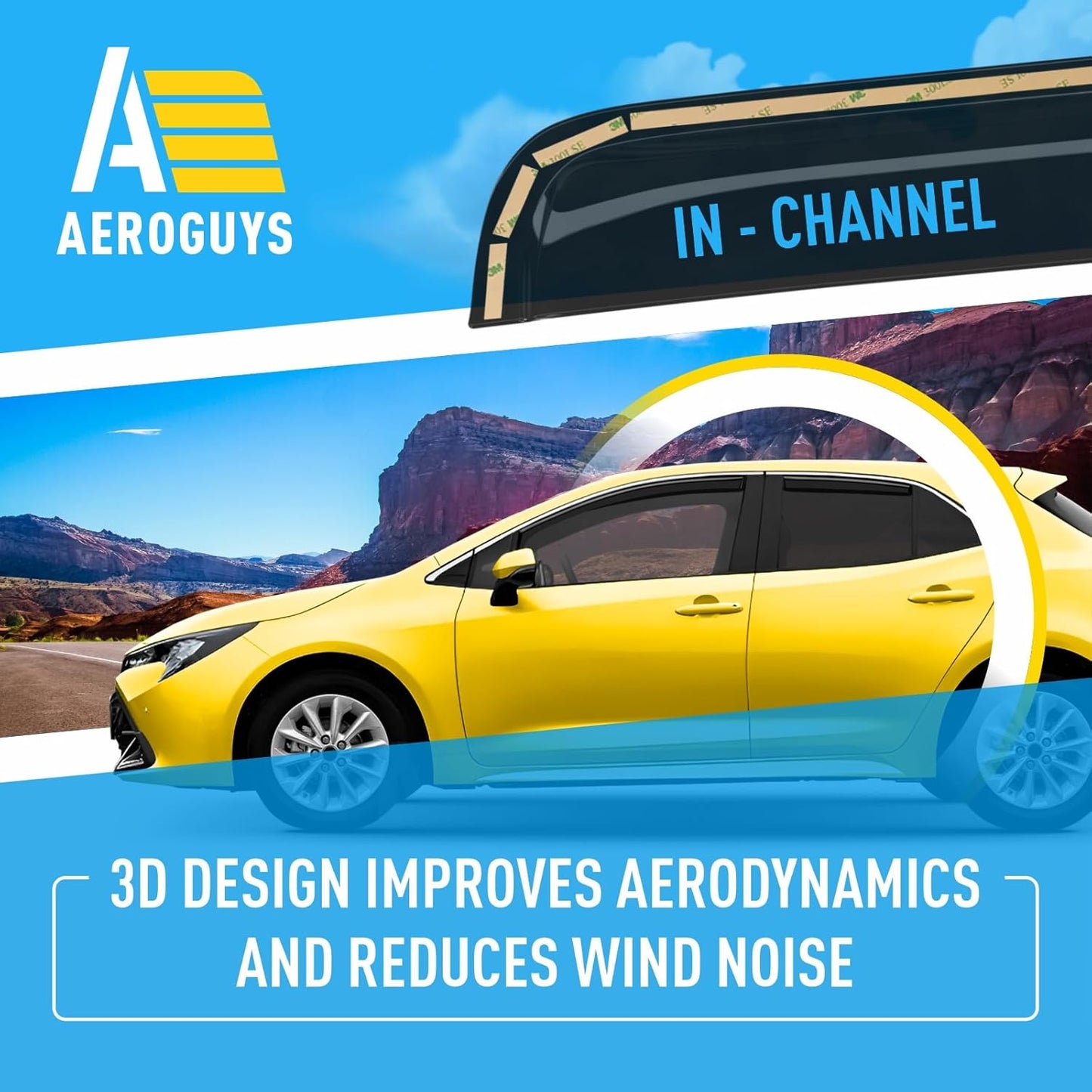 Extra Durable Window Deflectors in-Channel Window Visors Rain Guards Fit for Toyota Corolla 2020-2025 Hatchback, Sun Visors, Wind Vent for Shades, Exterior Car Accessories - 4 pcs. AG0910