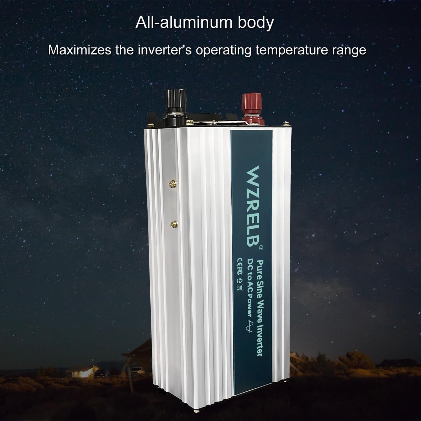 WZRELB 1000W Pure Sine Wave Inverter 24V DC to 110V 120V AC,Car Power Inverter with Dual AC Outlets, LED Display,Off-Grid Portable Power Converter for Home, RV, Truck, Camping