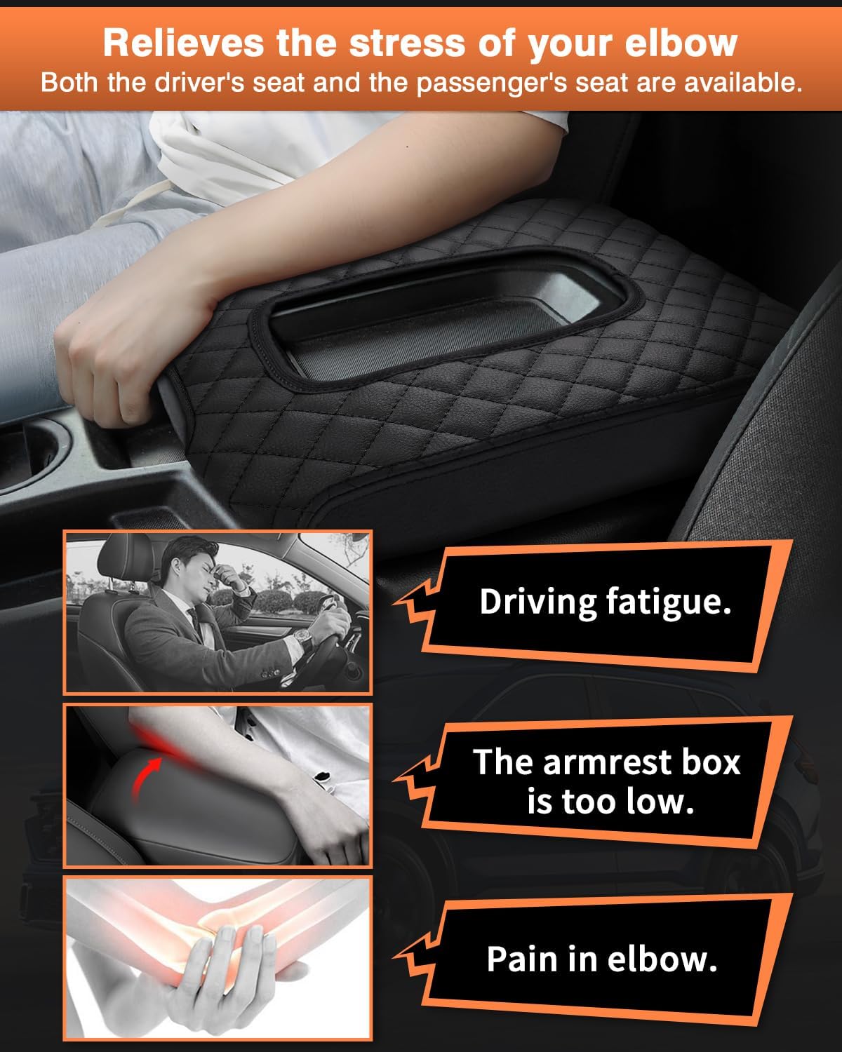 Shademax Center Console Cover for Chevy Silverado & GMC Sierra 2019-2025 2026 Accessories, Silverado Armrest Cover Jump Seat Console Cushion Pad Middle Console Armrest Lid Protective Cover PU Leather