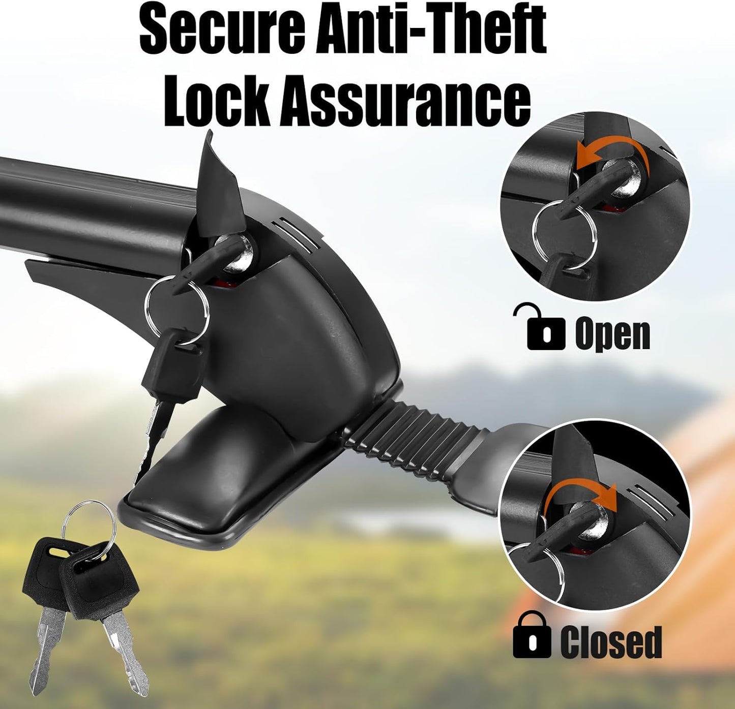 Universal Car Roof Rack, 43" Cross Bars with Anti-Theft Lock, Adjustable Aluminum Alloy Crossbars Heavy Duty Roof Crossbars for Car Roof Cargo Carrier, 165LBS Max Load