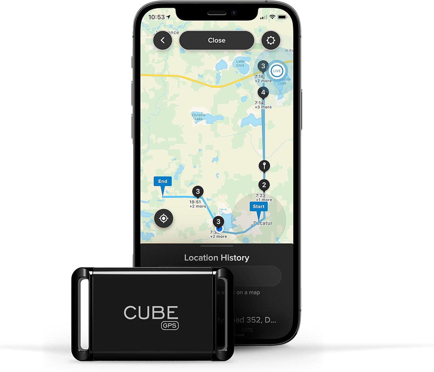Cube GPS Tracker for Vehicles – GPS Tracker Device for Car, Trucks, Pets - Real Time Tracking, SOS Pings, Geo-Fencing Rechargeable Battery Up-to 60 Days with Hardwire Charger - Requires Subscription