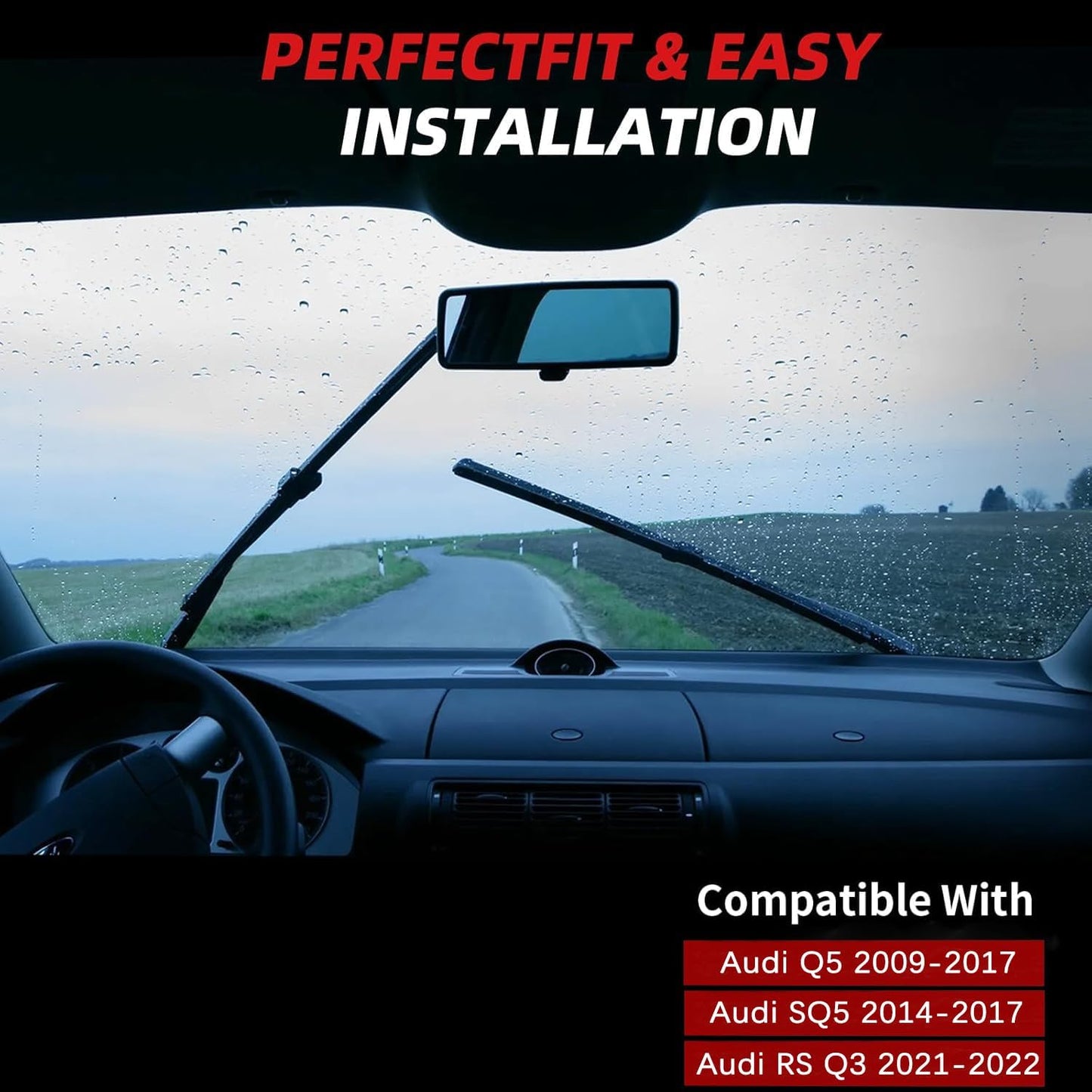 OTUAYAUTO Windshield Wiper Blades - Replacement for Audi Q5 2009-2017,SQ5 2014-2017,RS Q3 2021-2022, Front and Rear Wipers Set, Top Lock - 24"+20"+13" (Pack of 3)