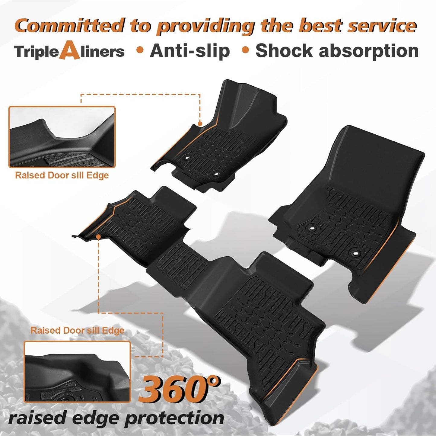 TripleAliners Floor Mats All Weather Liners Fit for Toyota 2025 4Runner Accessories Custom Fit TPE Heavy-Duty 1st & 2nd Row Waterproof Anti-Slip Floor Liners (Only for 5 Seats) Not for Hybrid Model