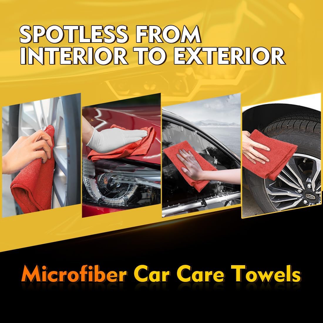 HOMEXCEL Red Shop Towels 100 Pack, Reusable Microfiber Cleaning Cloth Bulk, Multipurpose Microfiber Towels for Car, House and Kitchen, Highly Absorbent Cleaning Rags 11.5 x 11.5 inch