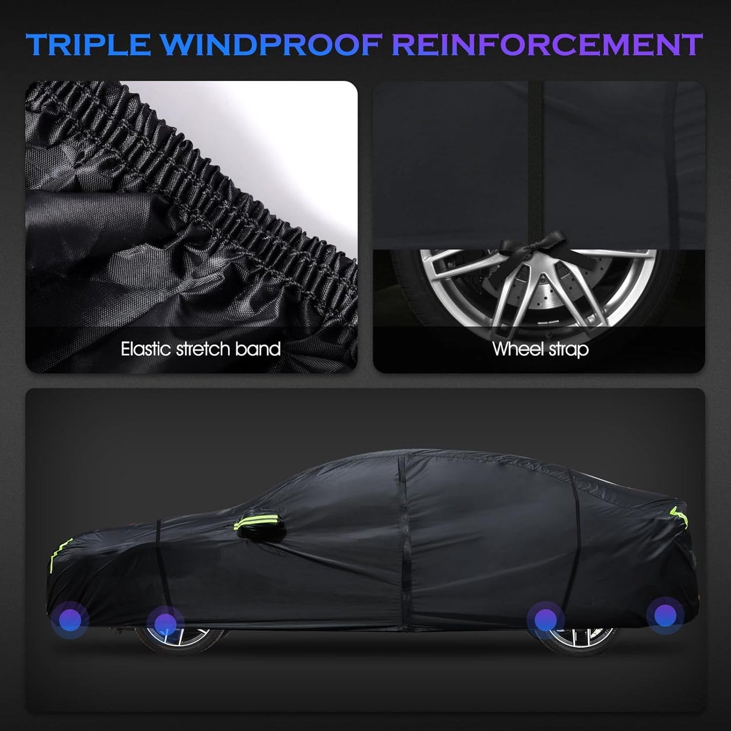 Car Cover Custom Fit for Honda Civic 1991-2025,Toyota Corolla 2000-2025,6 Layers Truck Cover Waterproof All Weather for Automobiles,Outdoor Full Exterior Cover,Rain, Sun, Wind Protection,Black