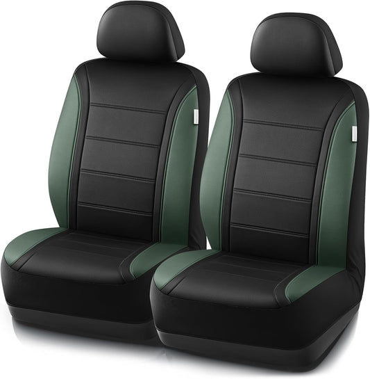 Road Comforts Leather Seat Covers, Breathable Car Seat Covers Front Seat for Men,Airbag Compatible, Automotive Seat Covers Set Universal Fit Most Cars,Vans,Truck,SUV