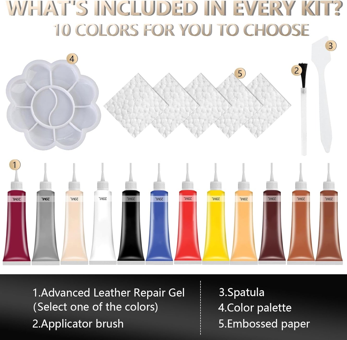 Advanced Leather Repair Gel, 2025 New Leather Repair Coloured Cream Gel, Upgrade Professional Leather Repair Kit for Car Seat Vinyl Repair Kit, Multifunctional Couch and Jacket Repair Kit (Coffee)