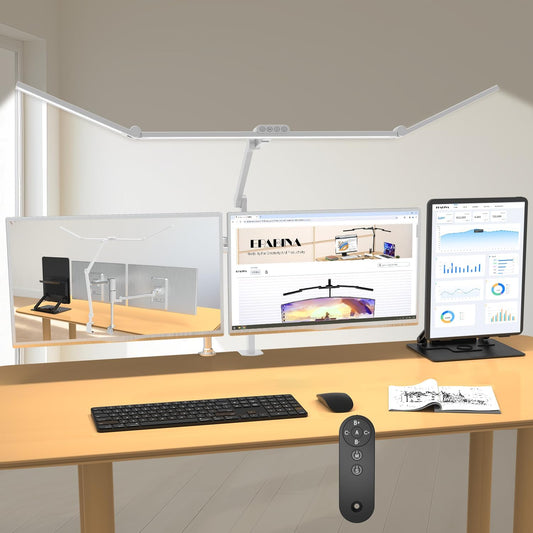 36W Ultra Bright Architect Desk Lamp with Clamp, Tall Overhead Rotatable Led Desk Light for Home Office, 47Inch Long Adjustable Monitor Light Bar with Remote for Computer Screen Desktop Table