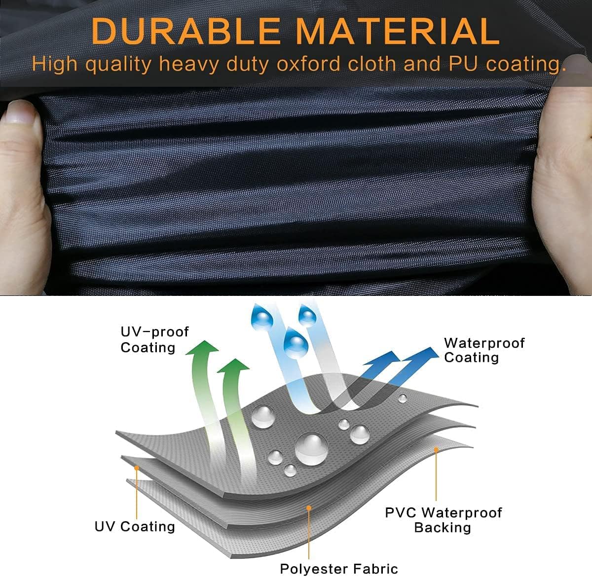 UTV Cover 4-6 Seater Waterproof Heavy Duty Black Oxford Cloth Protection Covers UTV Accessories for Polaris RZR Can-Am Defender All Weather Side by Side Cover