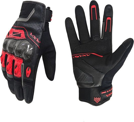 VXW Motorcycle Gloves for Men and Women - Gel Palm Sliders, Leather & Mesh Construction Full Finger Touchscreen, High-Speed Sports Gear for MTB/ATV/BMX/Motocross/Dirt Bike
