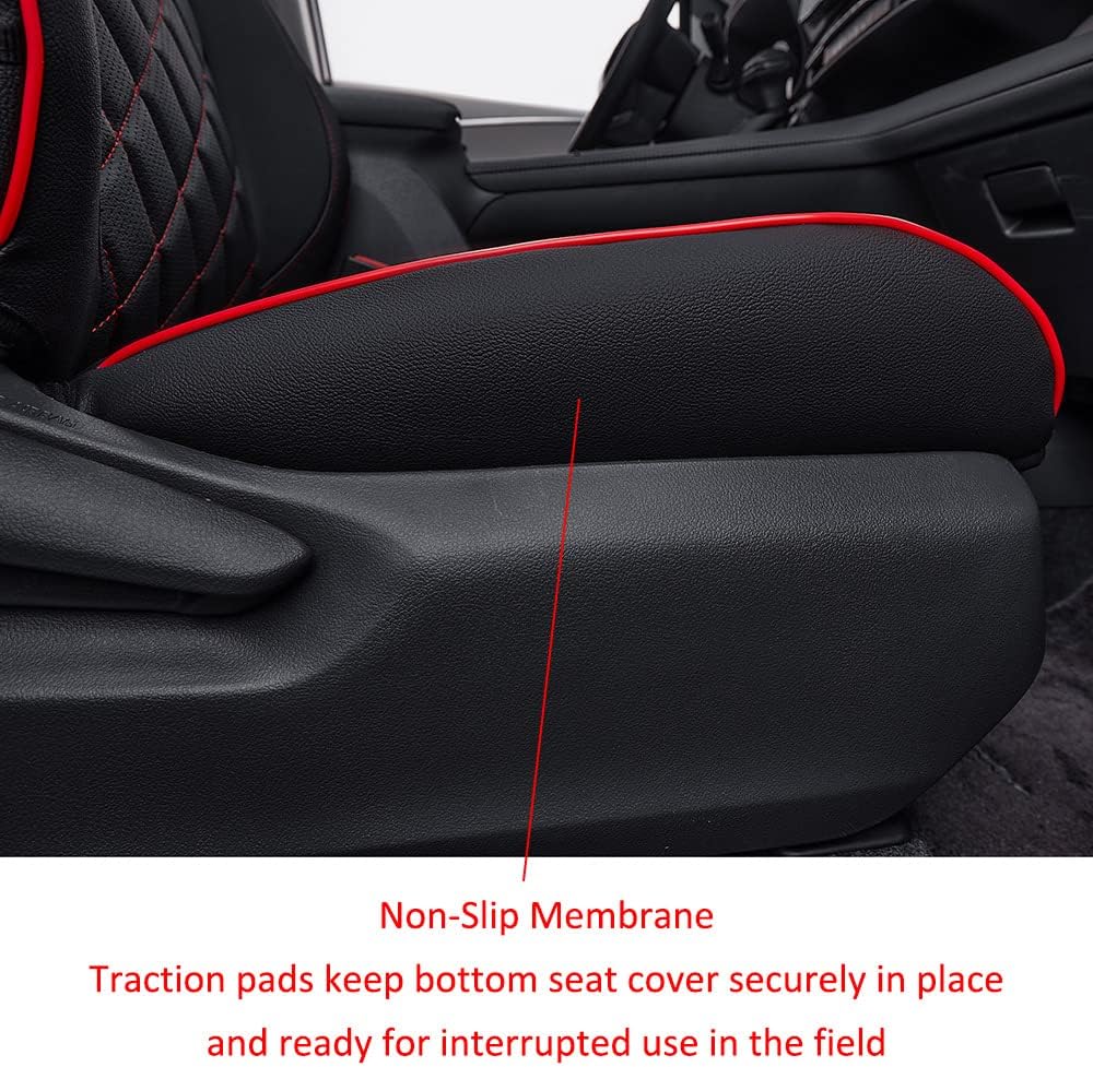 EKR Sienna Seat Covers for 2021-2025 Toyota Sienna LE, XLE,8 Seats,2nd Row 4/2/4 Split,Waterproof Seat Covers Full Set for Trucks,Car Seat Protectors-Three Row,Leather(Black with Red Piping)