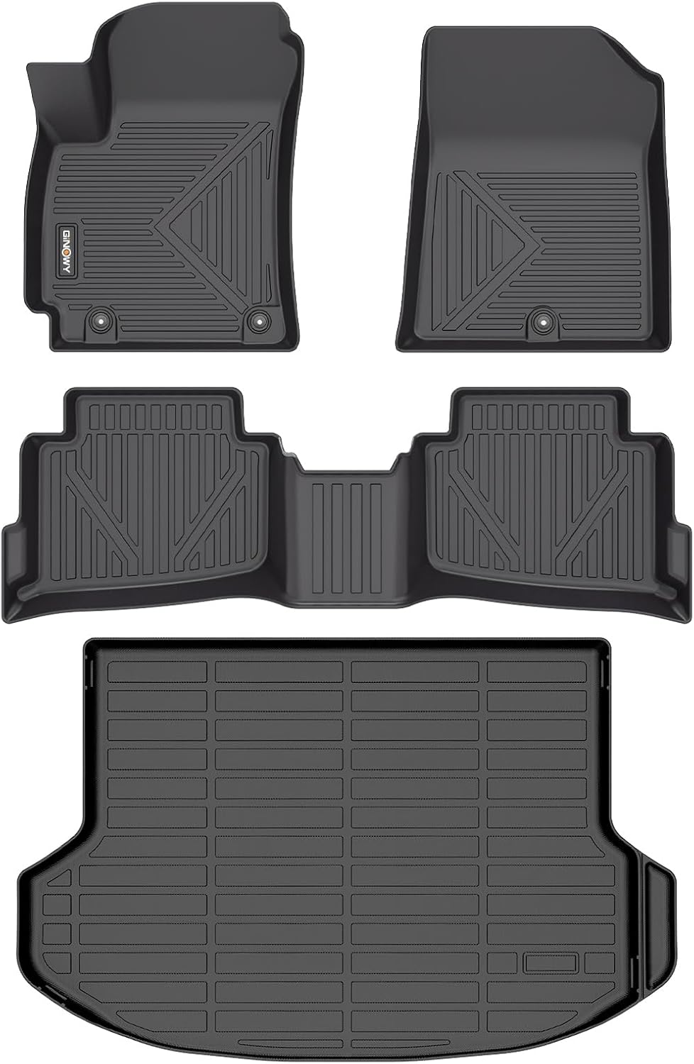 GINOWY- Floor Mats & Cargo Liner for Kia Seltos 2024 2025 2026, TPE All Weather Protection Seltos Car Mats 2024, Custom Seltos Floor Liners Non-Slip Trunk Mat, Waterproof Accessories Black
