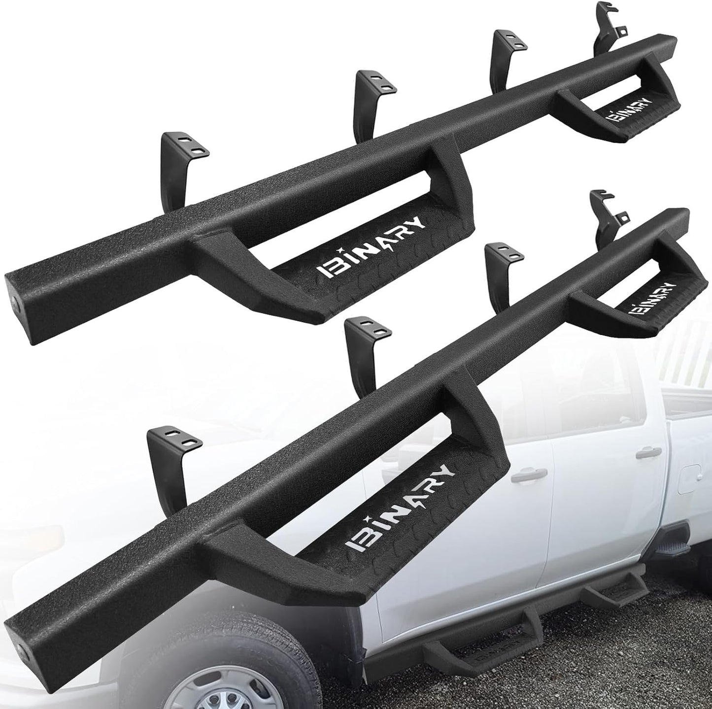 BINARY STAR Running Boarads Compatible with Vehicle 2022-2025 Toyota Tundra CrewMax Cab, 4.3 Inch Drop Down Tundra Side Steps Side Bars, Black Step Bars Made with Carbon Steel.