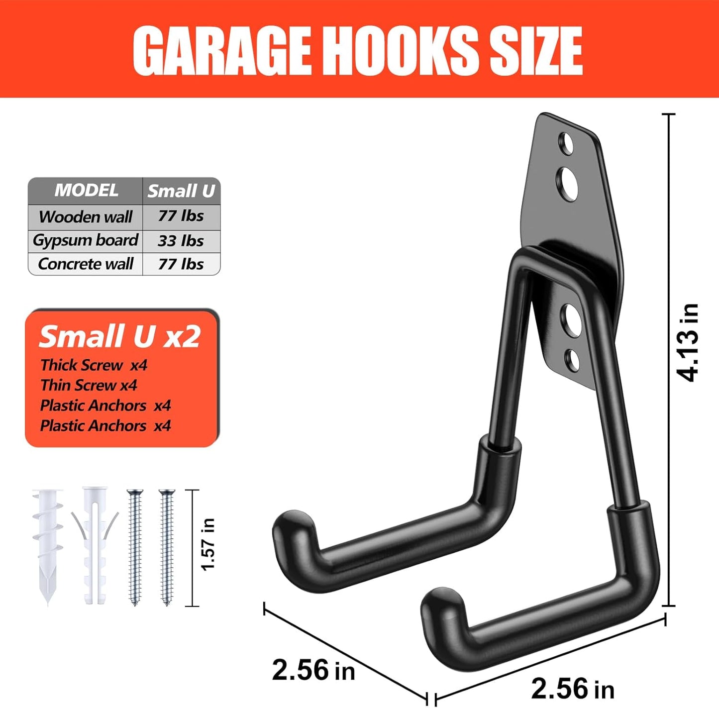 2 Pack Garage Hooks with Anti-Slip Coating Heavy Duty Wall Mount Hooks for Garage Storage and Hanging Hoses Bike Garden Tools Ropes etc