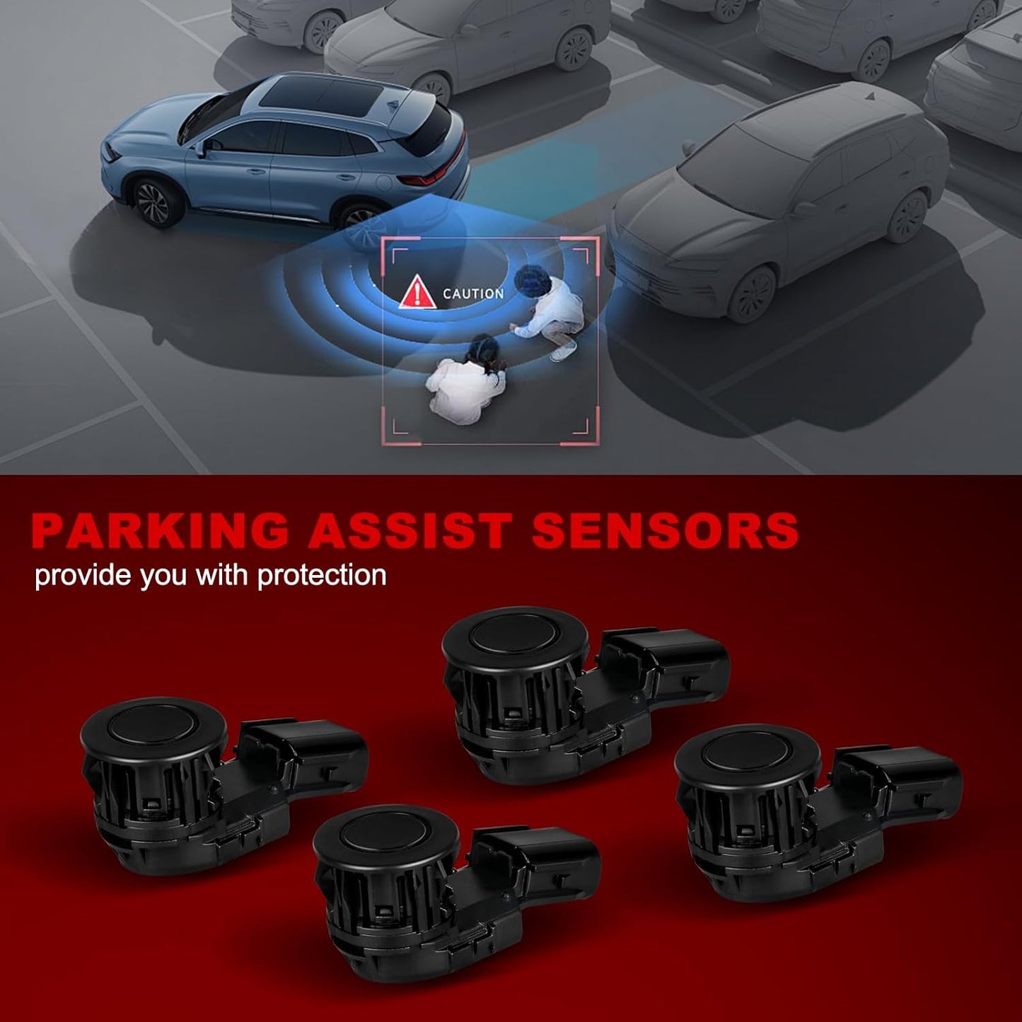 Parking Assist Sensor Compatible with Toyota RAV4 2014-2018,Tunder 2014-2021,Tacoma 2015-2022,Replace#89341-0C010 89341-0C020 PPS65 4PCS Parking Sensors