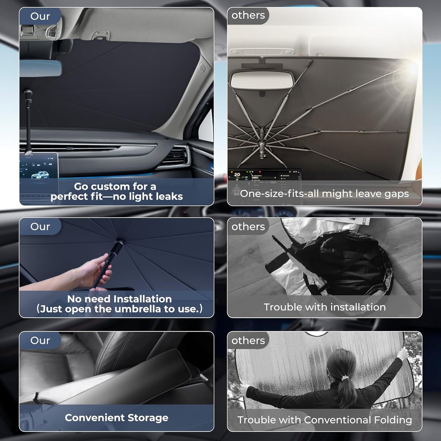 Windshield Sun Shade Umbrella for 2023-2025 Mazda CX-50 Accessories: Custom Fit 210T Silver, Foldable Sunshade Front Window Sun Visor, Blocks UV Rays, Keeps Car Cool for Base, Select, Preferred, Turbo