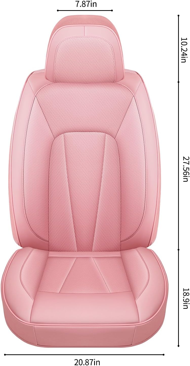 Pink Seat Covers for Cars,Front Seats Universal Fit for SUV, Sedans and Trucks,Waterproof Breathable Full Wrapping Edge Seat Covers, Luxury Automotive Seat Protecor Covers