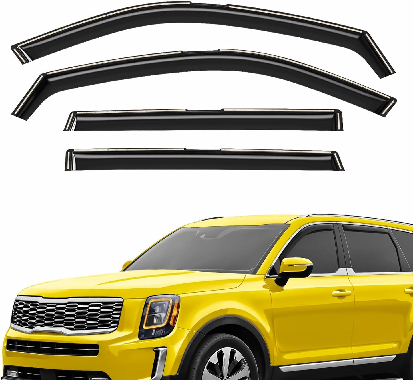 Extra Durable Window Deflectors in-Channel Window Visors Rain Guards Fit for Kia Telluride 2020-2025, Sun Visors, Wind Vent for Shades, Exterior Car Accessories - 4pcs. AG0770