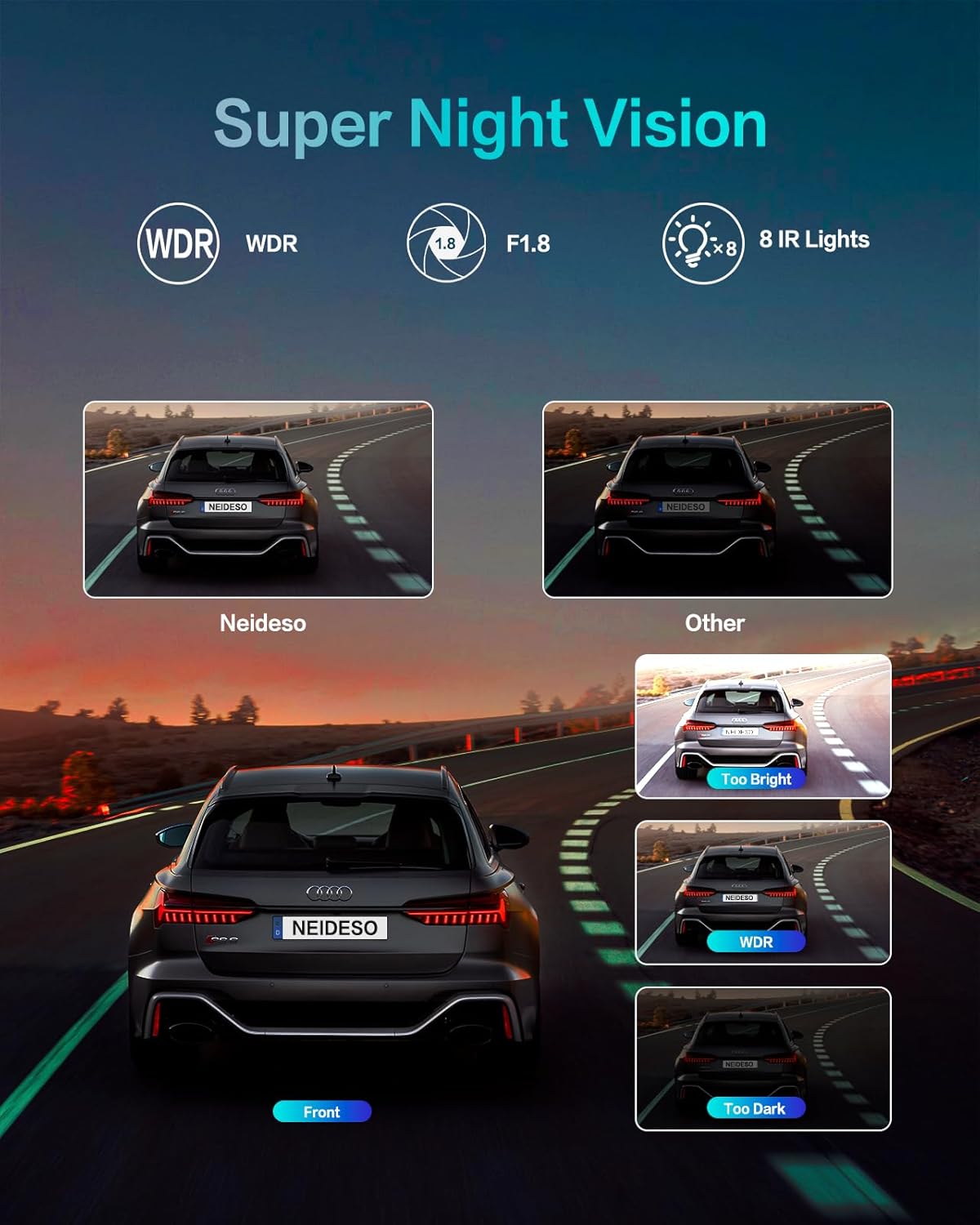 AI Dash Cam Front Rear Inside, 4 Channel 3k+1080P*3 Dashcam with Smart Driving Monitor System, 360° View Car Cameras 5GHz Wi-Fi GPS, Camera for Car Night Vision 128GB SD Card, 24H Parking Mode N700Pro