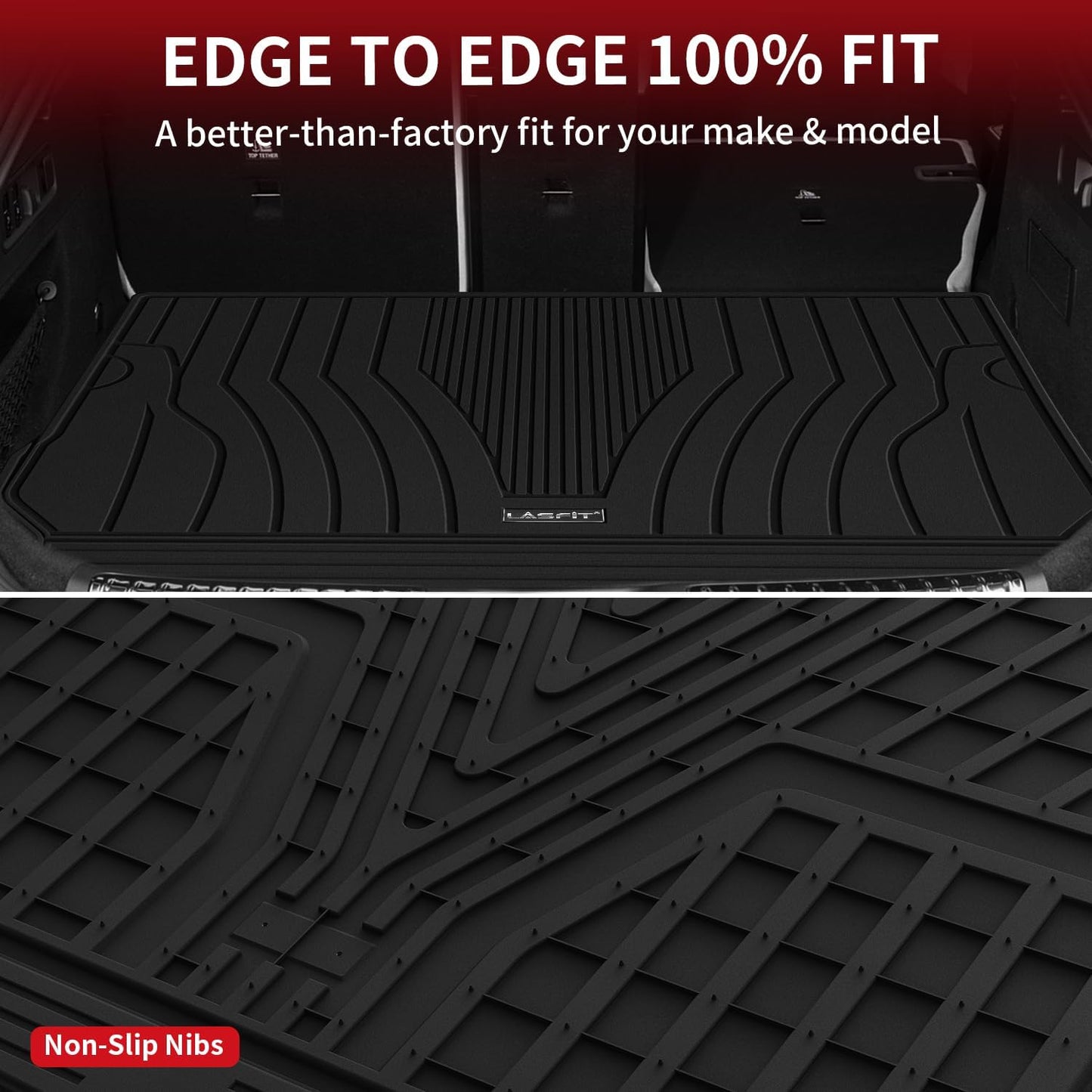 LASFIT Cargo Mat for Mercedes Benz GLC SUV 2025 2024 2023 300 / 300e / 43 AMG, All Weather TPE Custom Fit Mercedes Benz GLC SUV Trunk Mat Cargo Liner, Black