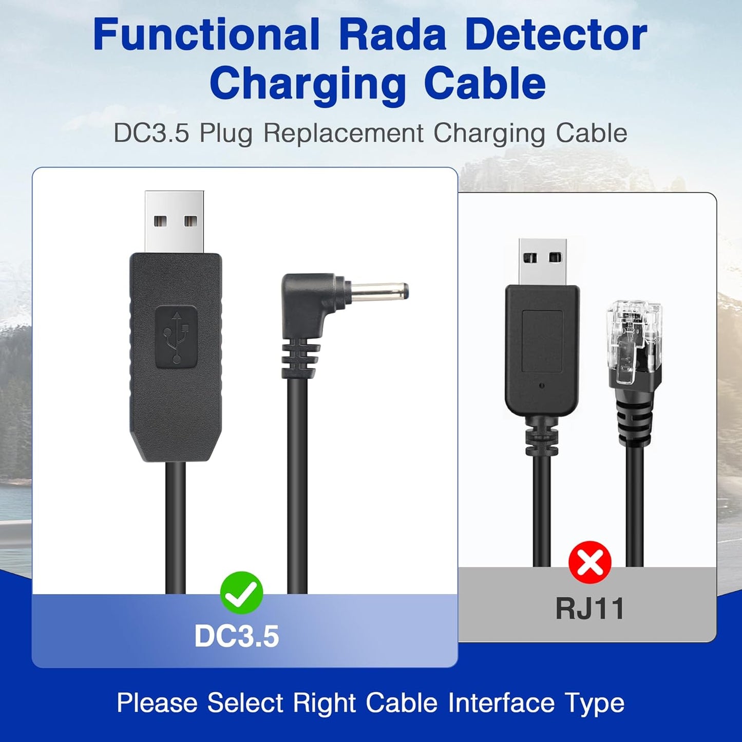 Radar Detector Power Cable for Cobr RAD350 380 450 480i 700i XRS9370 955 5300 9940 SPX 5300 5521 7700 ESR700 ESD737 767 SLR Vendetta 500,Power Cord for Cobr,Car Replacement Charging Cable 3.3ft