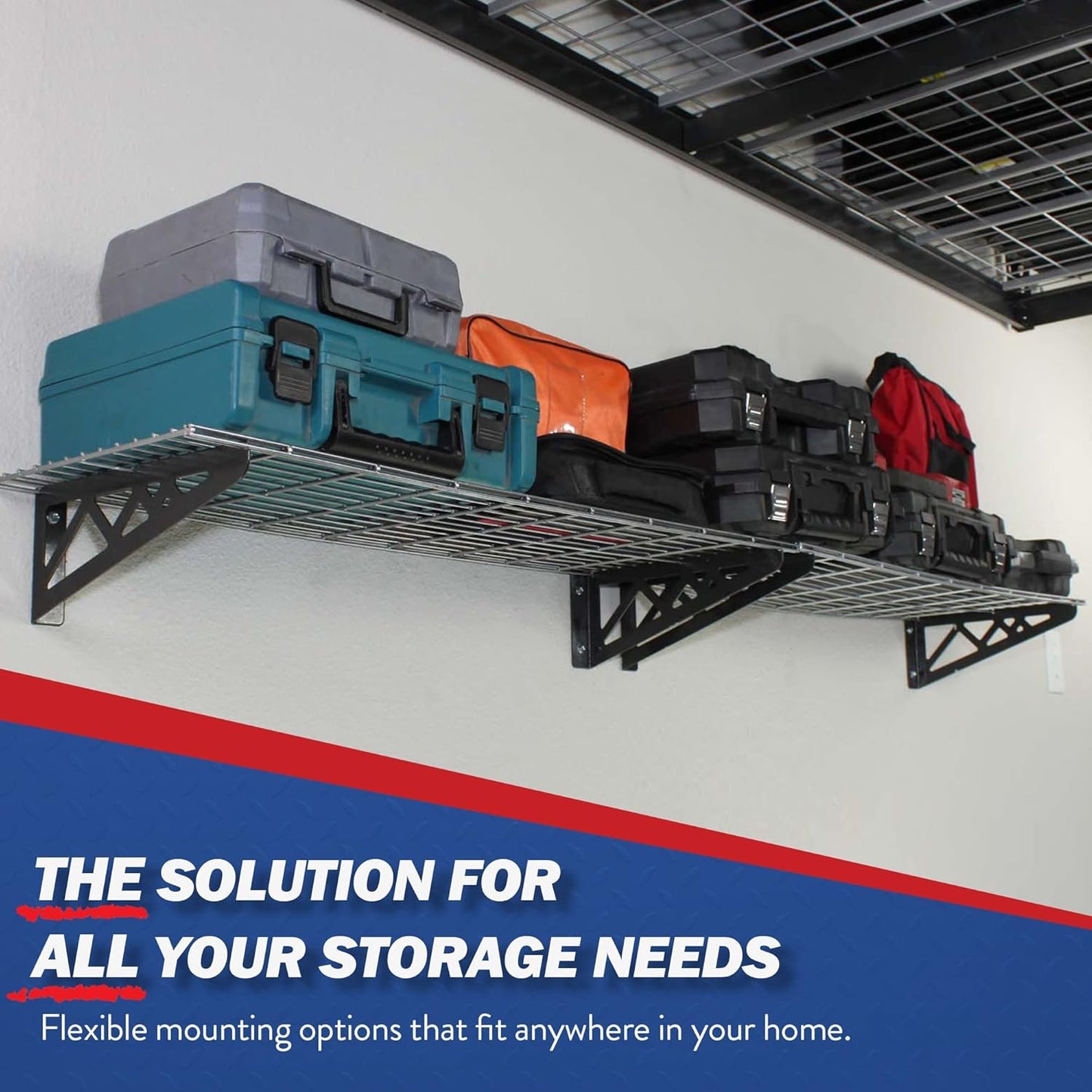 SafeRacks Wall Shelves - 2 Pk 12"x36" Wall Mountable Shelving Unit for Storage Rack, Pantry Shelves, or Utility Shelving, Heavy Duty Shelves w/ 4 Versatile Accessory Hooks, 300lbs Capacity, Hammertone