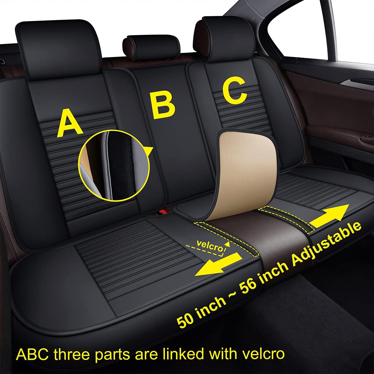 LINGVIDO Car Seat Covers, Breathable and Waterproof Faux Leather Automotive Seat Covers for Cars SUV Pick-up Truck Sedan,Universal Anti-Slip Driver Seat Cover with Backrest (Full Seat, Black)