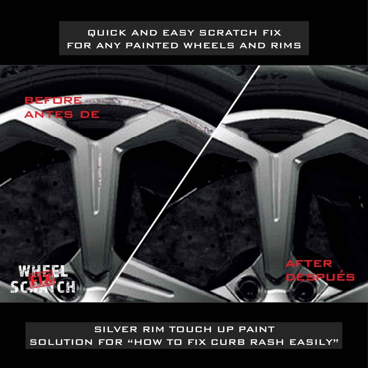 Silver Rim Touch Up Paint Kit, Car Wheel Scratch Repair Kit, Wheel Touch Up Paint Pen, curb rim repair kit, curb rash repair Kit, Universal Rim Alloy Wheel Paint Color Black, Silver, Gray (Light Silver)