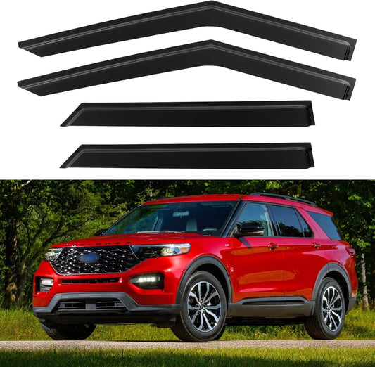 Window Visors Rain Guards for 2020-2025 Ford Explorer, Out-Channel Window Vent Wind Deflectors Visors Shades for 20-25 Explorer