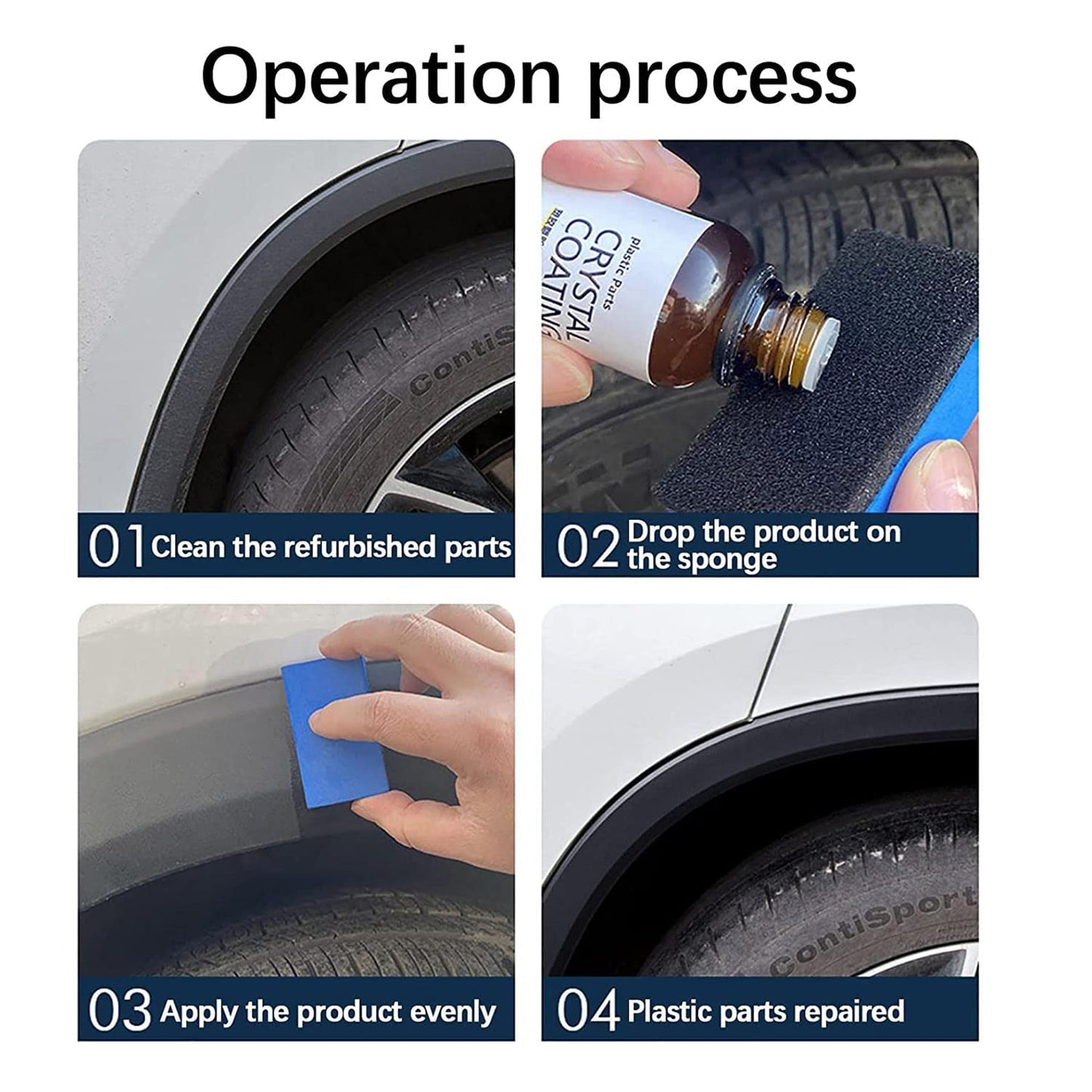3Pcs Crystal Coating for Car, Plastic Parts Crystal Coating, Cristal para PláStico Del Carro for Car, Great Gloss Protection, Long Duration Refurbish Agent with Spong